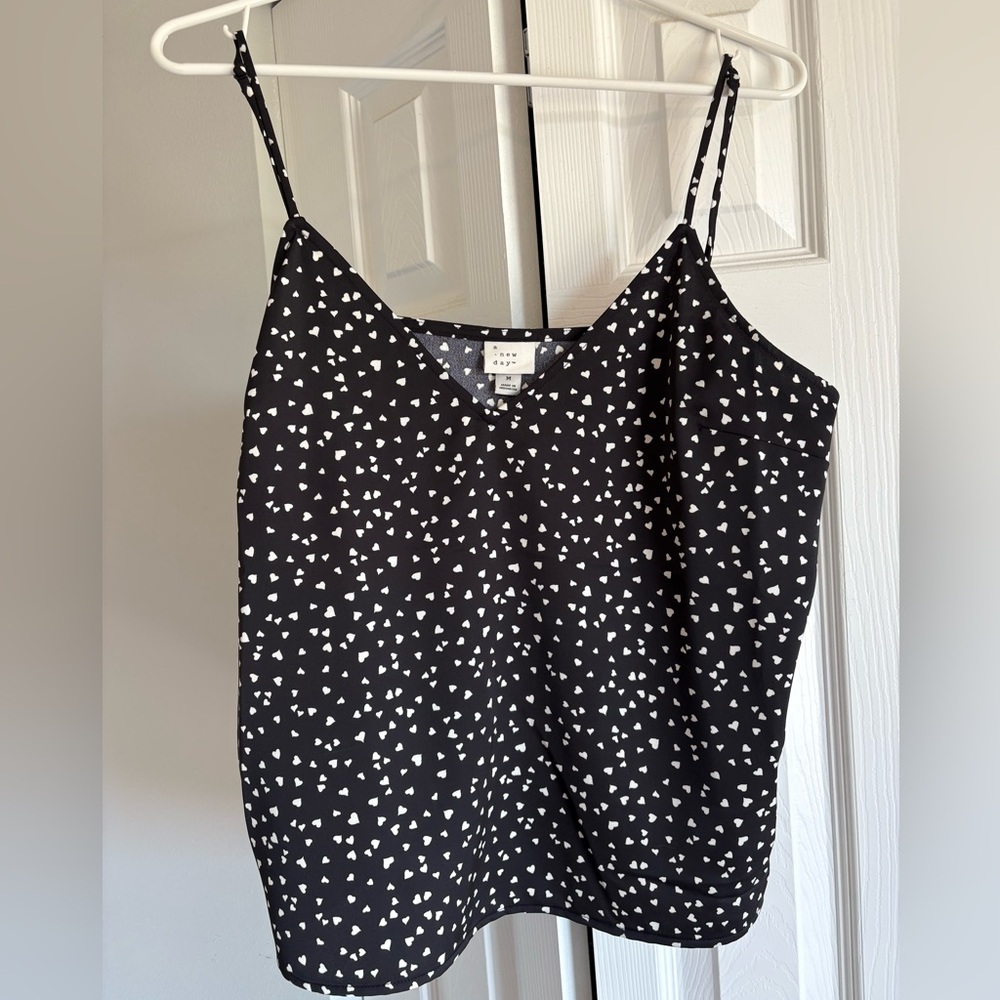 a new day Black and White Heart Print Top